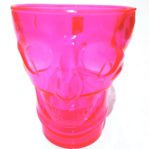caneca acrilica caveira 450ml rosa neon