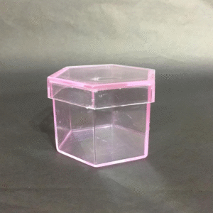 caixa acri.sextavada 4x4x4 rosa Código:7676